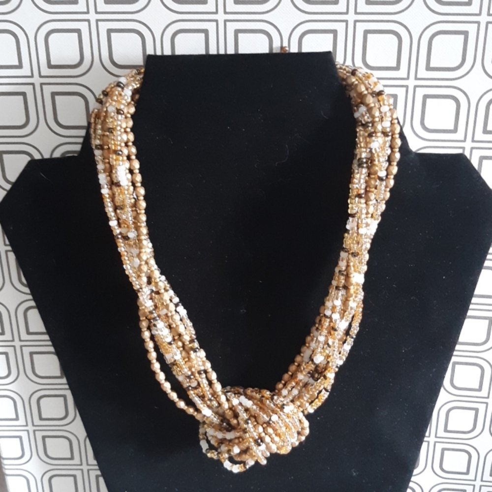 Gold Glass Torsade Necklace